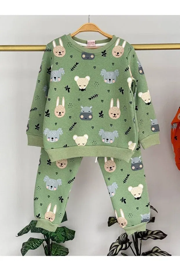 Детский комплект с принтом - koala, rabbit, teddy bear patterned Ciciboom, Green