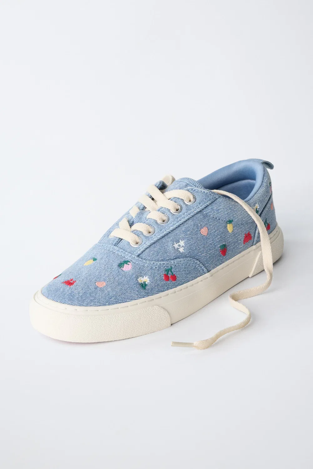 Хлопковые кроссовки с вышивкой ZARA, Lavender Blue — фото 3