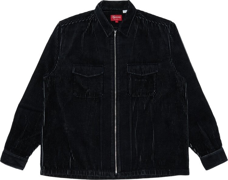 

Рубашка Supreme 2-Tone Corduroy Zip Up Shirt 'Black', черный
