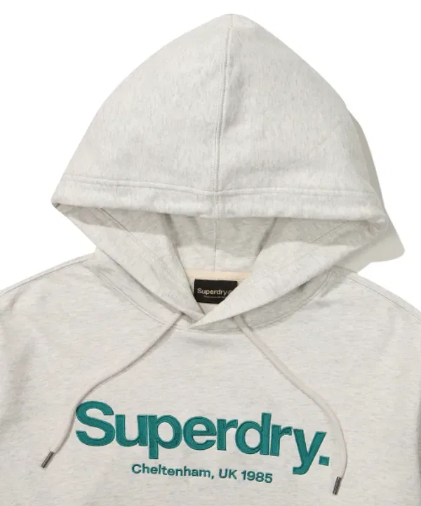 Худи с логотипом Superdry, светло-серый — фото 3