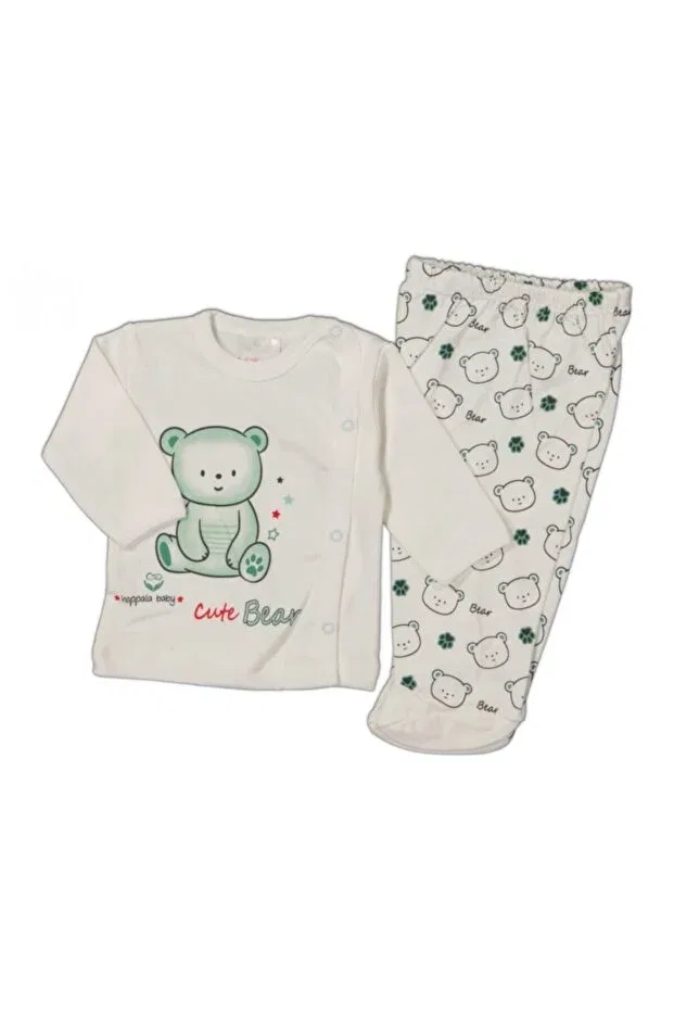 Детское боди-комплект для новорожденных хлопковый с медвежонком Hoppala Baby, White