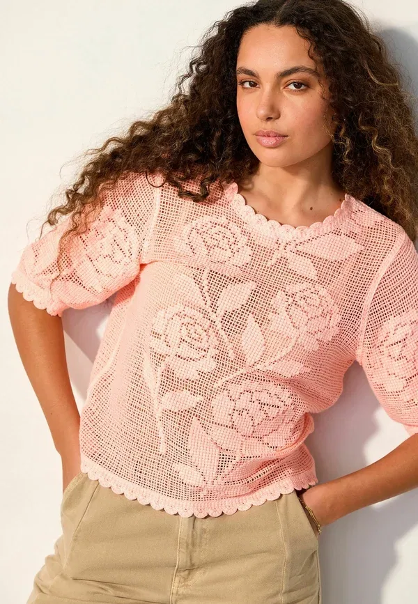 Футболка хлопковая Print t-shirt Next, Coral Pink Floral, розовый