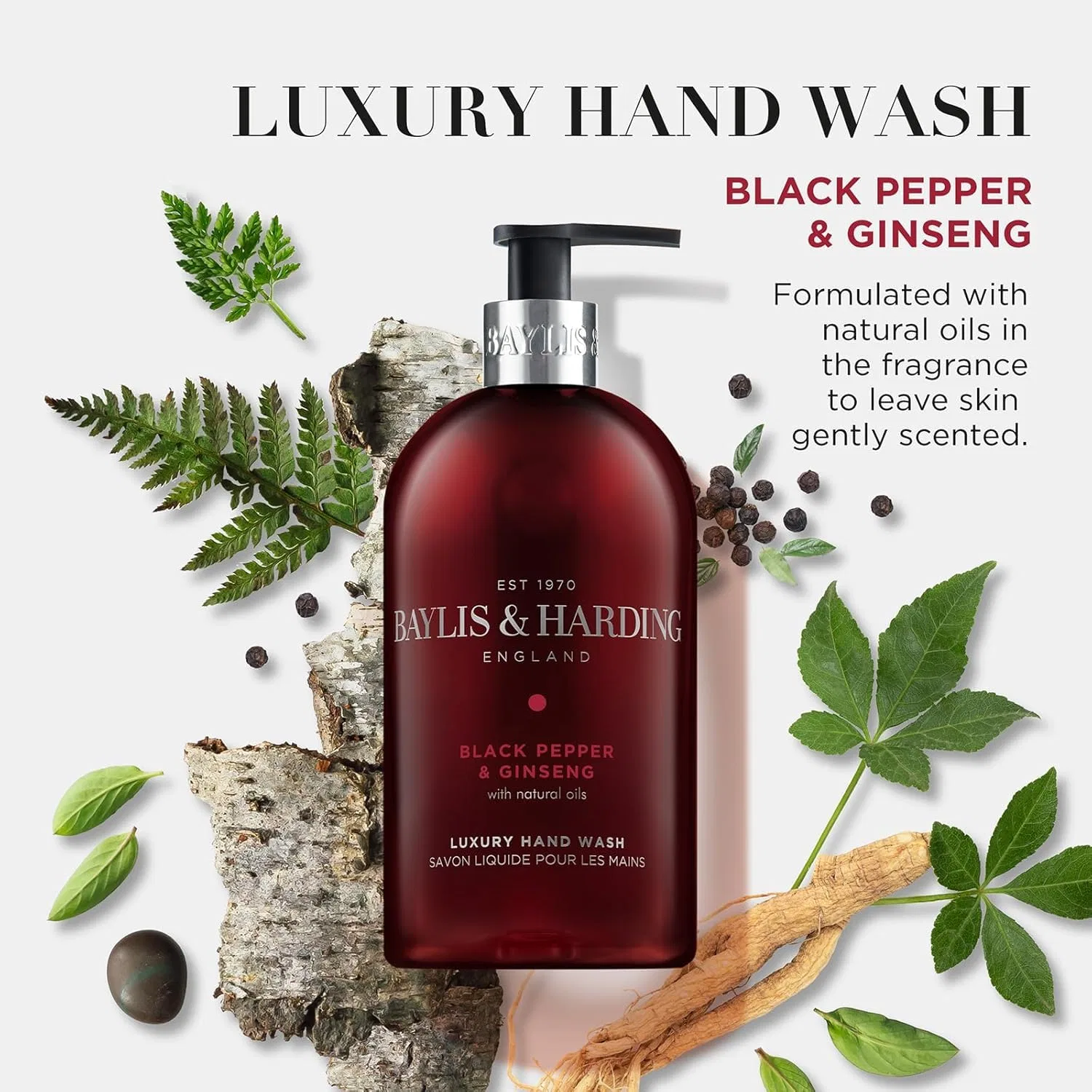 Жидкое мыло для рук Black Pepper & Ginseng, Baylis & Harding, 500 мл — фото 3