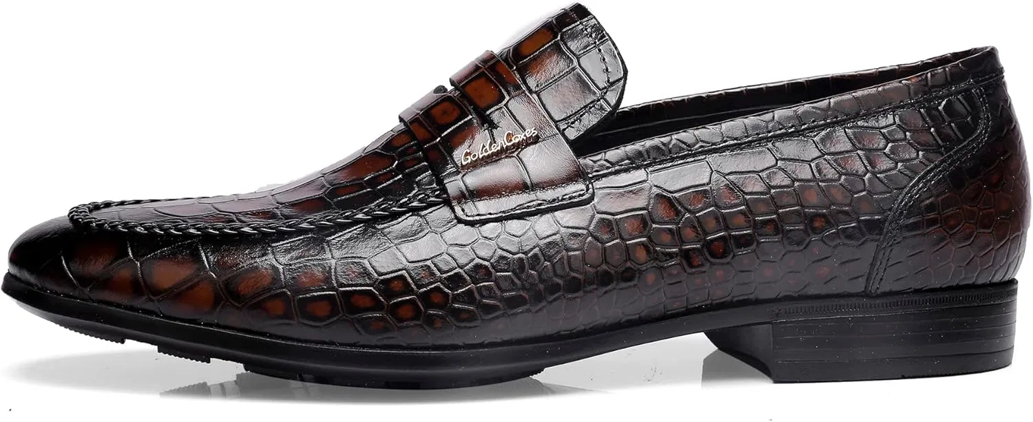 Лоферы с крокодиловым принтом, Classic Leather, кофе GOLDEN COXES FAMILY — фото 3