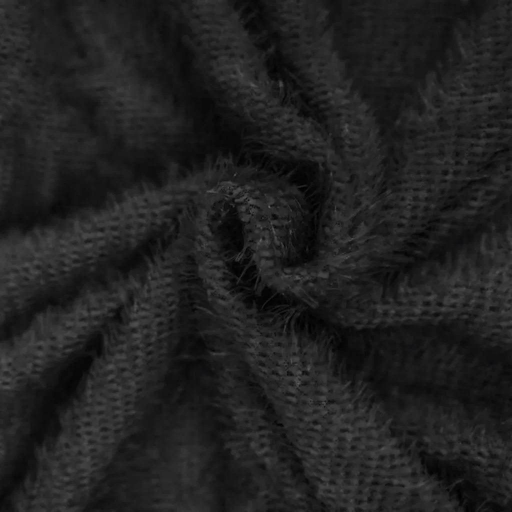 Женское мини-платье с длинным рукавом из флока, Black — фото 2
