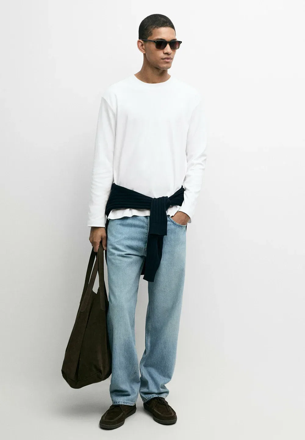 Футболка с длинным рукавом из 100% хлопка Massimo Dutti, White