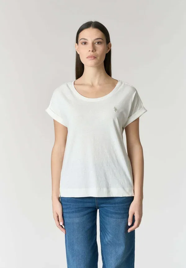 Футболка из хлопка и льна Basic t-shirt, U.S. Polo Assn., Bianco, белый
