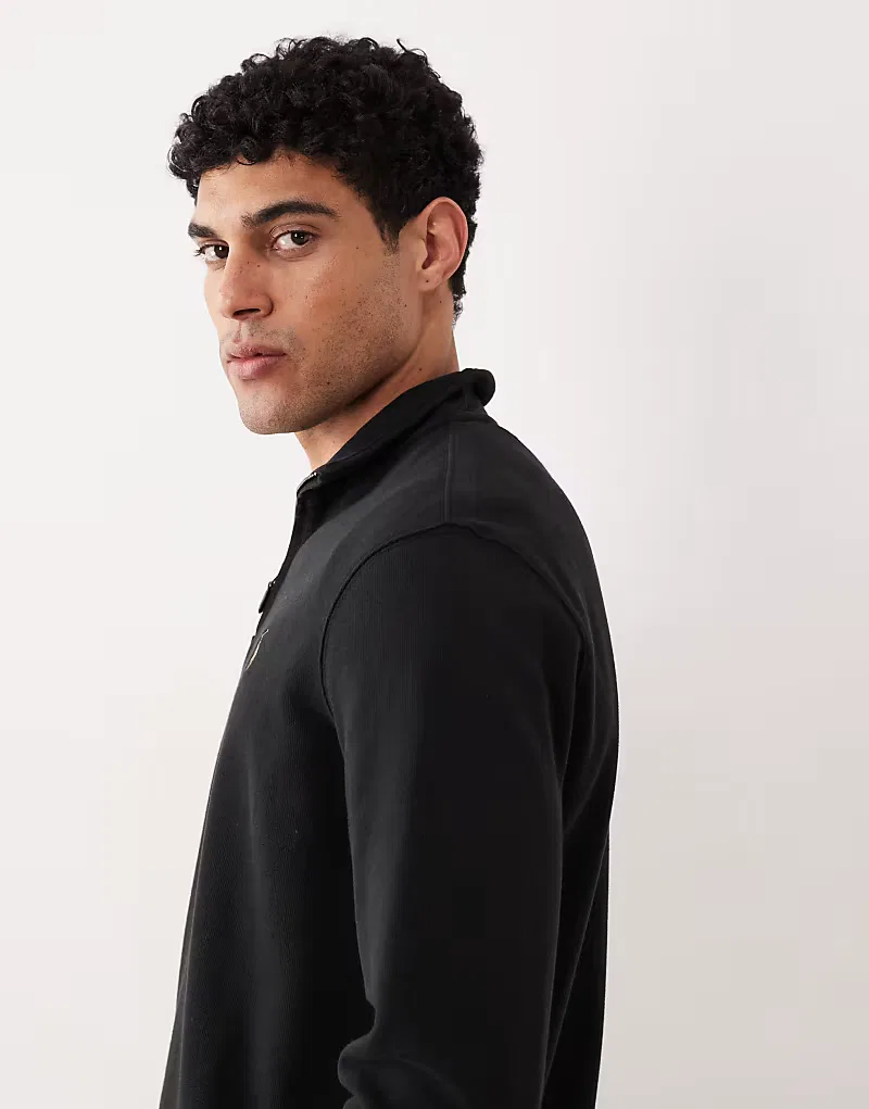 Толстовка Polo Ralph Lauren Icon Logo Estate Rib Quarter Zip, черный — фото 4