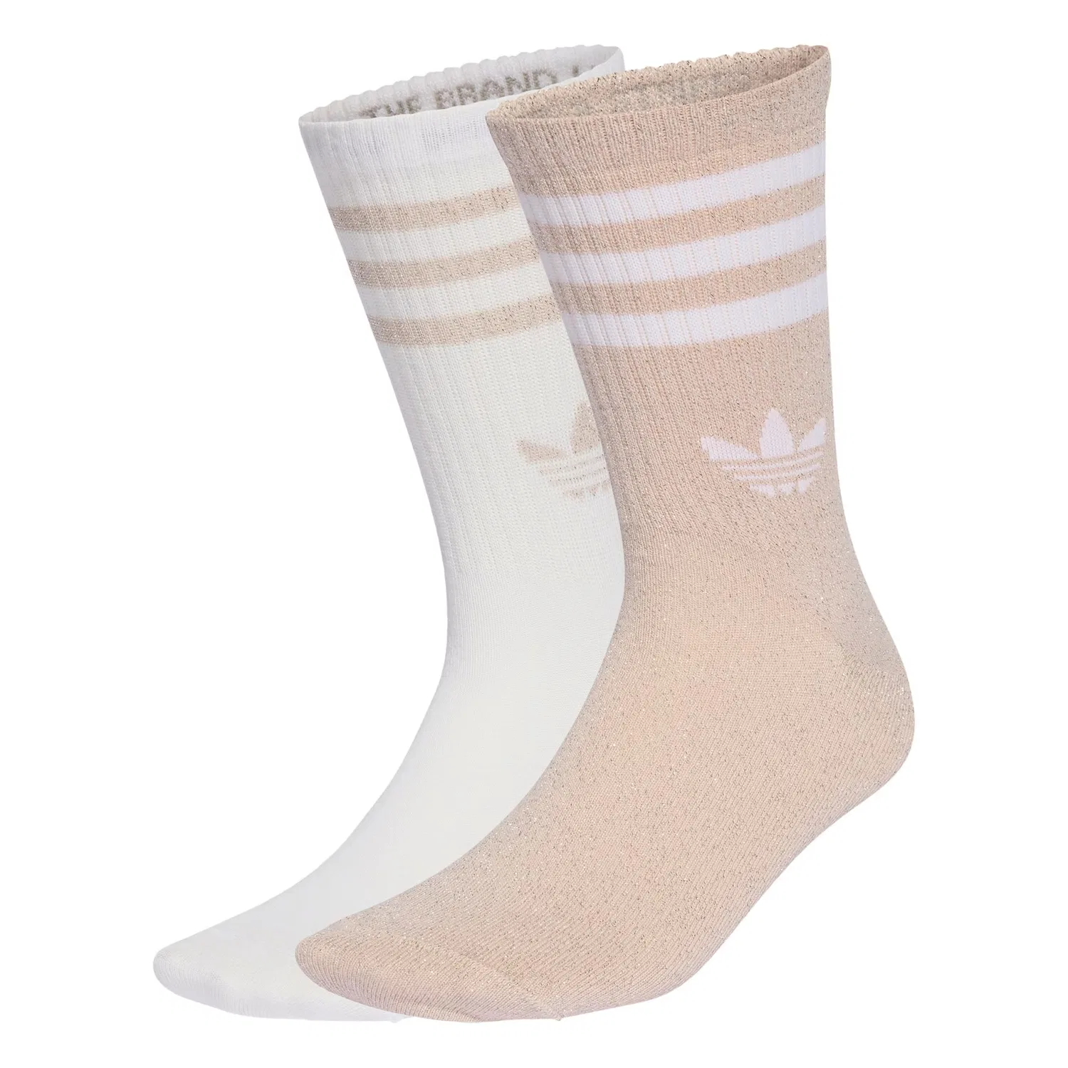Носки Adidas Originals 3-Stripes Glitter Crew 2 Pairs в розовом и белом цвете