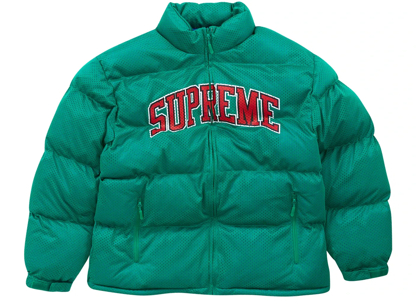Мужская куртка-пуховик с сетчатой вставкой Supreme Mesh Jersey Puffer Jacket, Green