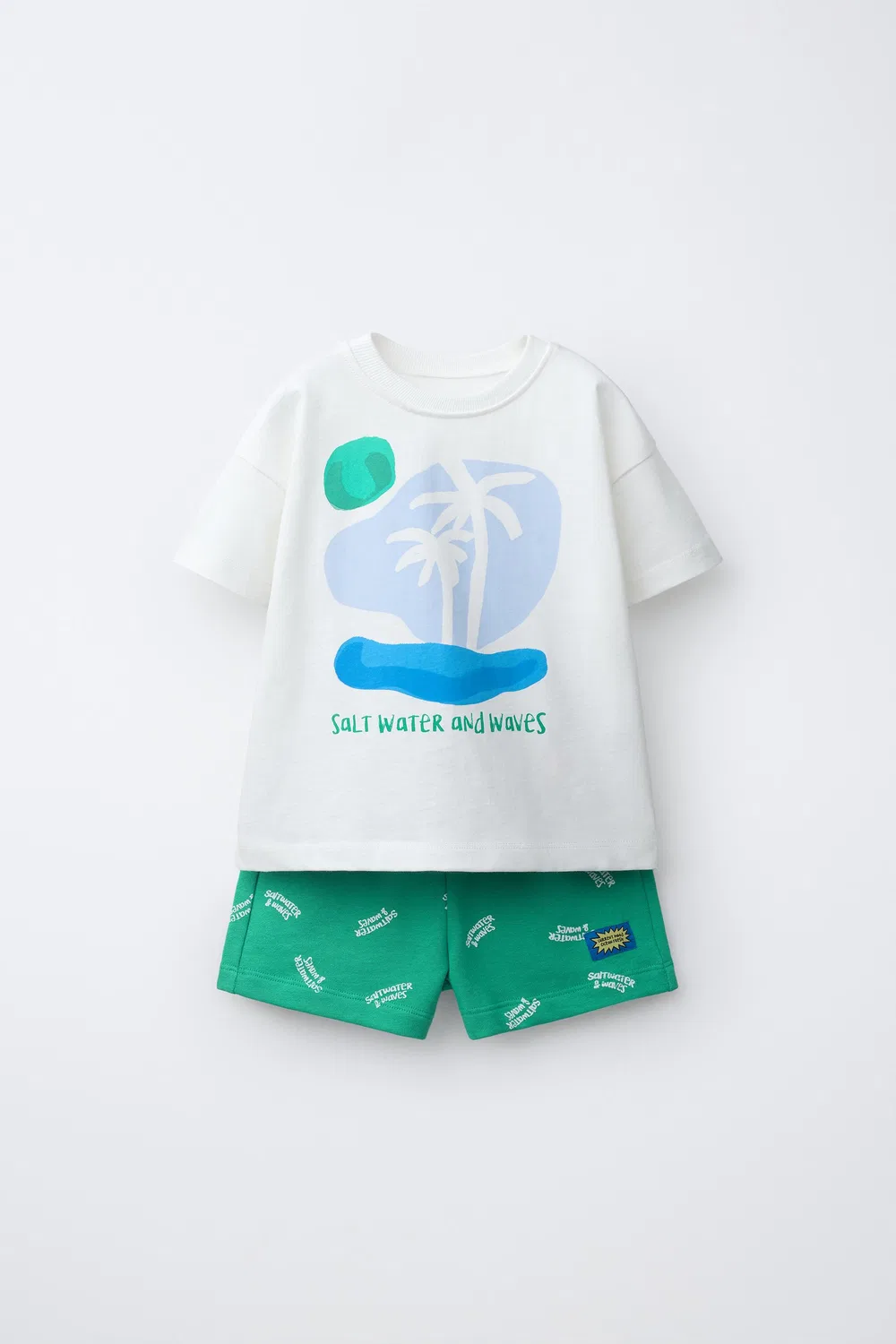 1,5-6 лет / Пижама с принтом пальм ZARA, Green