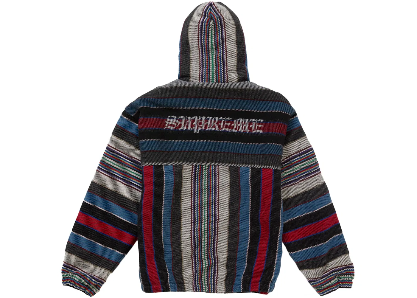 Мужская куртка с капюшоном в полоску Supreme Woven Stripe Hooded Jacket, Black — фото 2