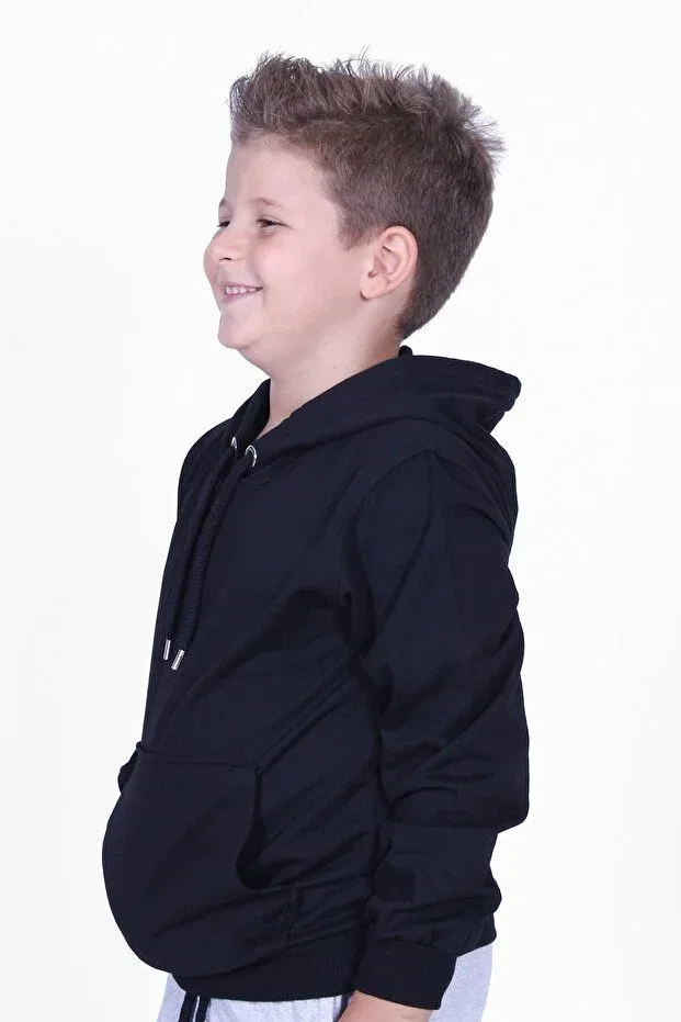 Детское худи для мальчиков с принтом X Printed Kangaroo Pocket Hooded Panio Kids, Black — фото 2