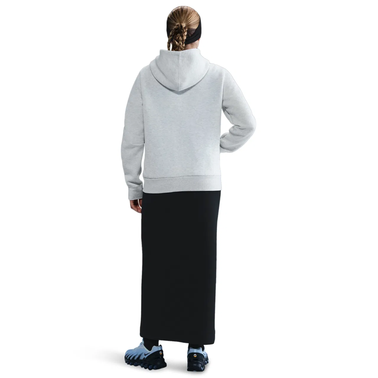 Женское худи Tech Fleece Nike, цвет Light Grey/Heather/Black — фото 4