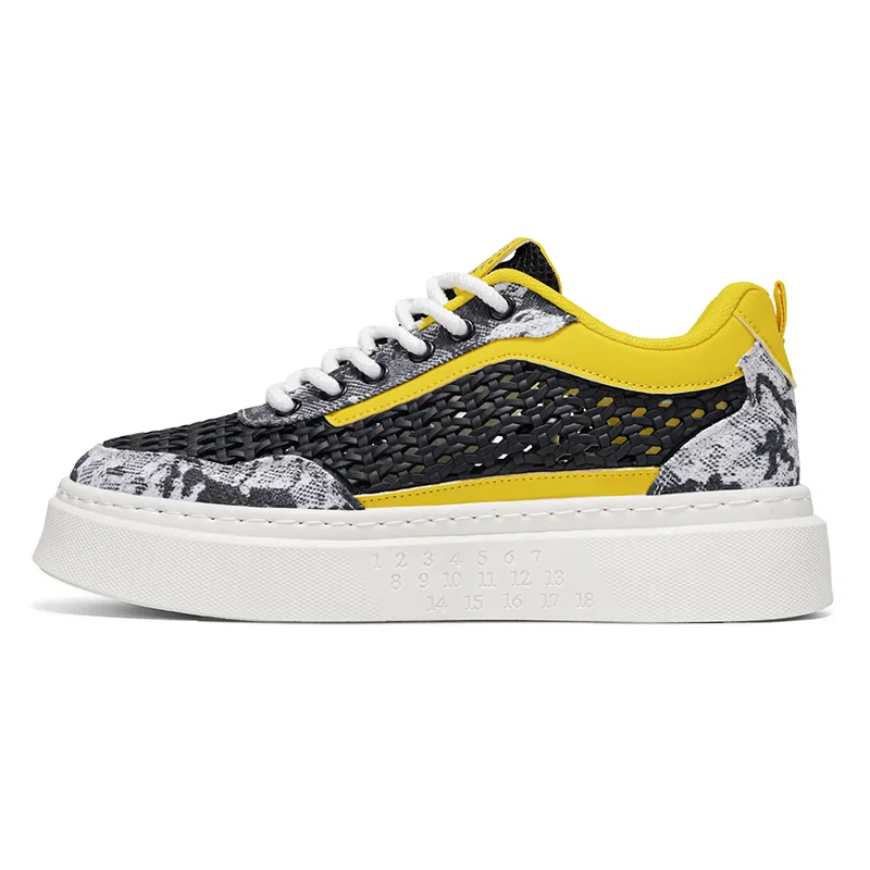 Детские скейтбординговые кроссовки с принтом VENICEW, Black Yellow