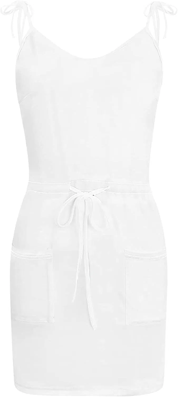Женское летнее платье миди с капюшоном Drawstring Waist, 04-white — фото 4