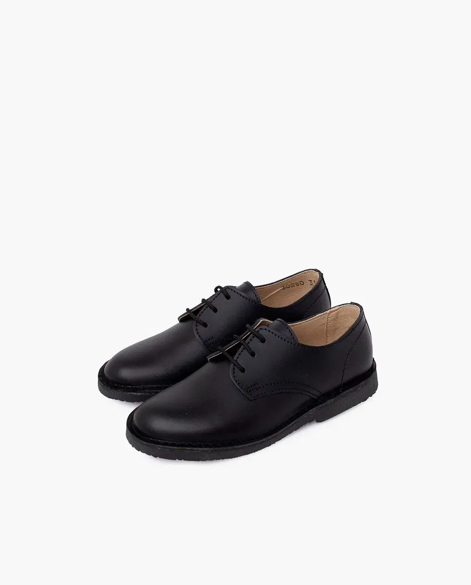 Детские туфли для девочек кожаные blucher Pisamonas, Negro — фото 2