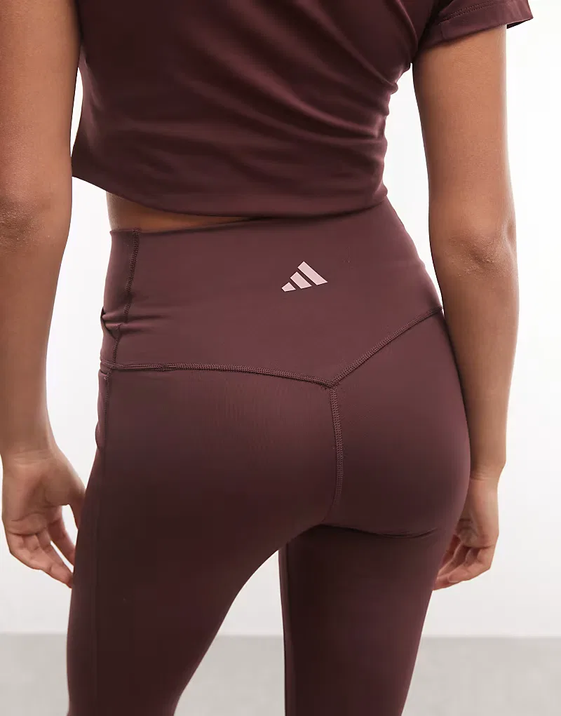 Леггинсы Adidas Performance Three Stripes Studios Cross Over, бордовый — фото 4