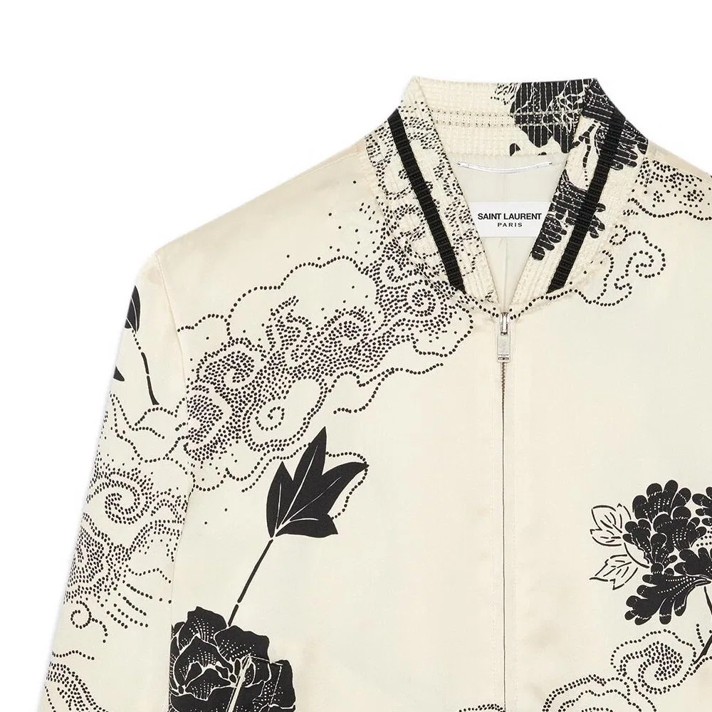 Мужская куртка-бомбер с цветочным принтом SAINT LAURENT, Chalk — фото 4