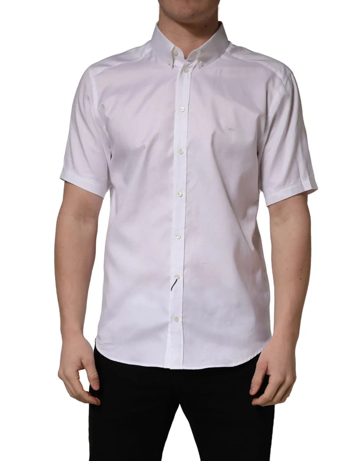 Мужская рубашка с коротким рукавом на пуговицах White Cotton Short Sleeves Button Down Dolce & Gabbana, White — фото 2