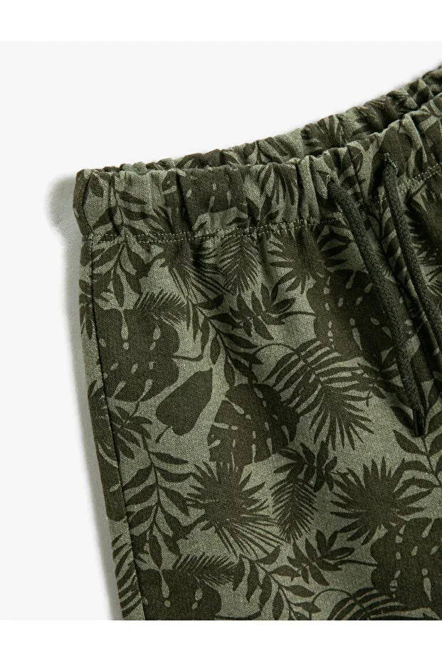 Детские шорты для мальчиков с принтом Palm Tree Patterned Koton, Khaki Patterned — фото 3