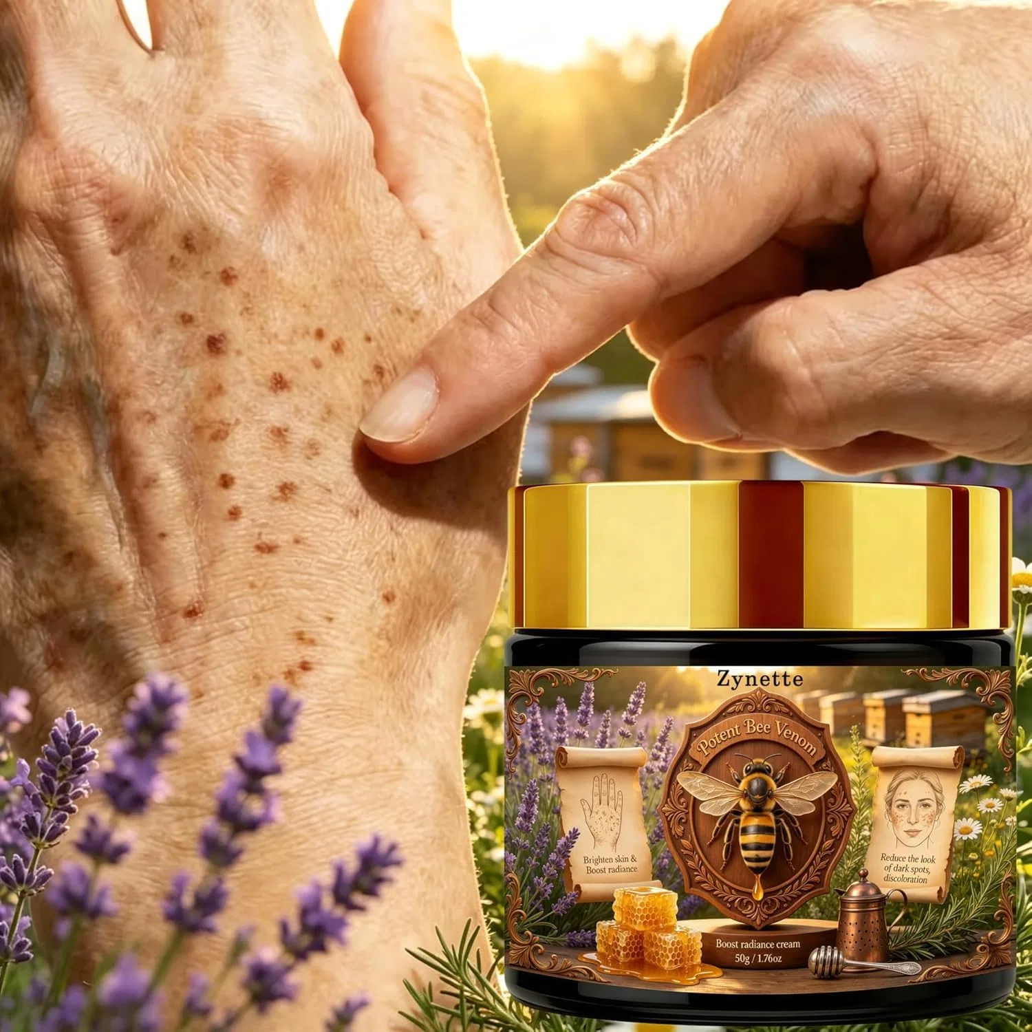 Крем для лица Potent Bee Venom Boost Radiance, Zynette, золотой, 50 г — фото 3