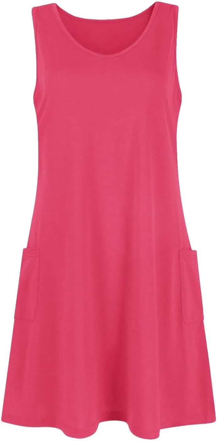 Женское летнее платье миди V-образным вырезом A-line Hot Pink — фото 4
