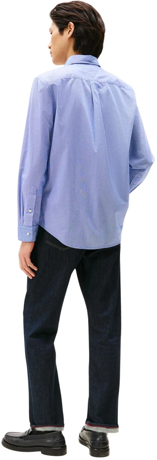 Мужская рубашка с принтом Flex Poplin Micro Gingham Tommy Hilfiger, Blue (Wedge Blue / Check) — фото 2