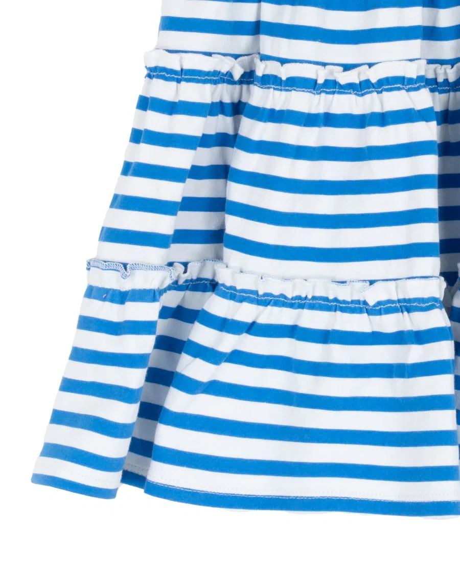 Платье из джерси с рукавами-воланами и ярусной юбкой, модель Girls' 2T-6X Jersey Knit Stripe Flutter Sleeve Tiered Dress Rare Editions, Blue — фото 4