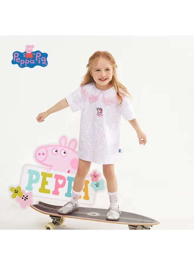 Платье детское летнее с принтом Peppa Pig, розовый — фото 3