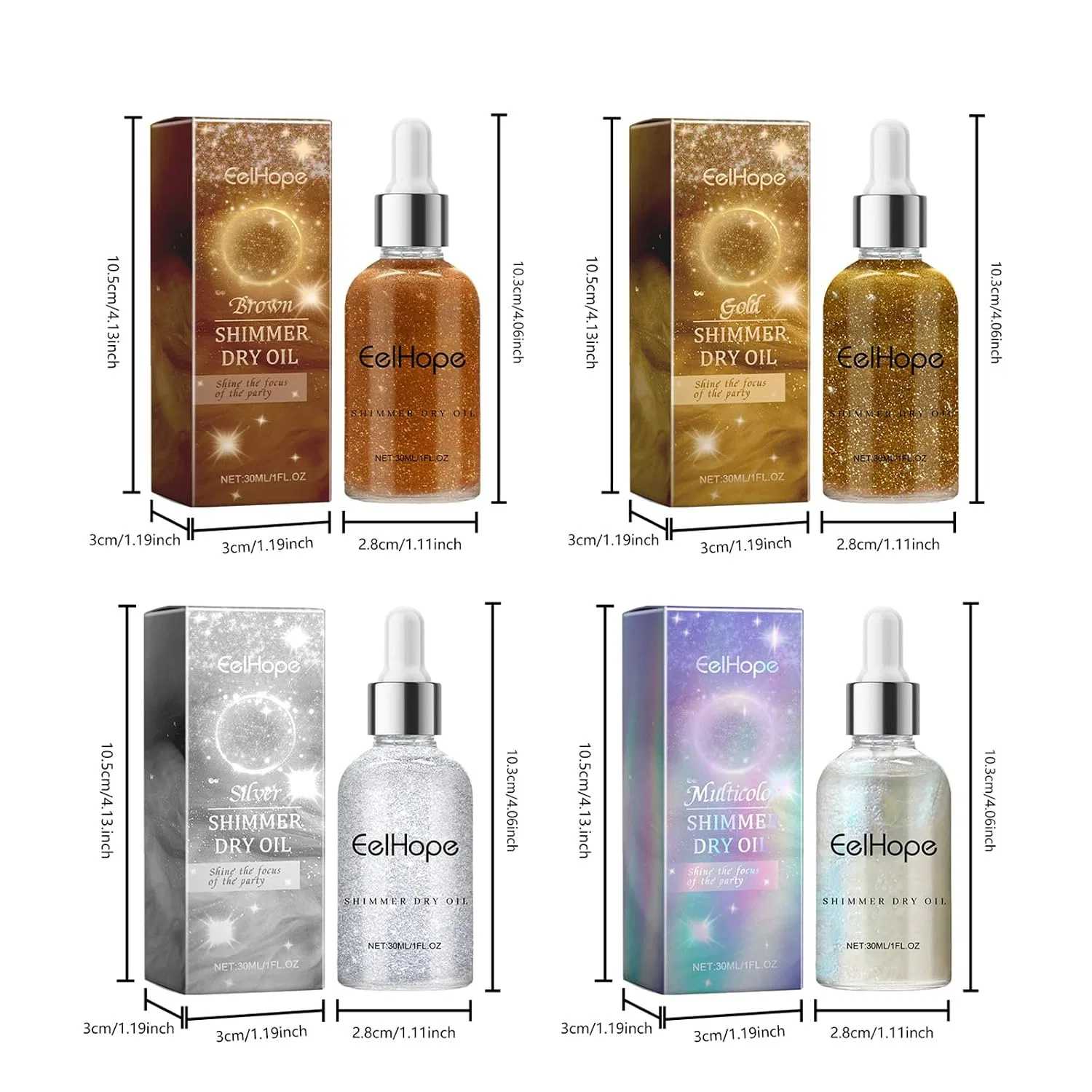 Масло для тела Shimmer Dry Oil, KDUTYE, 30 мл, Brown — фото 3