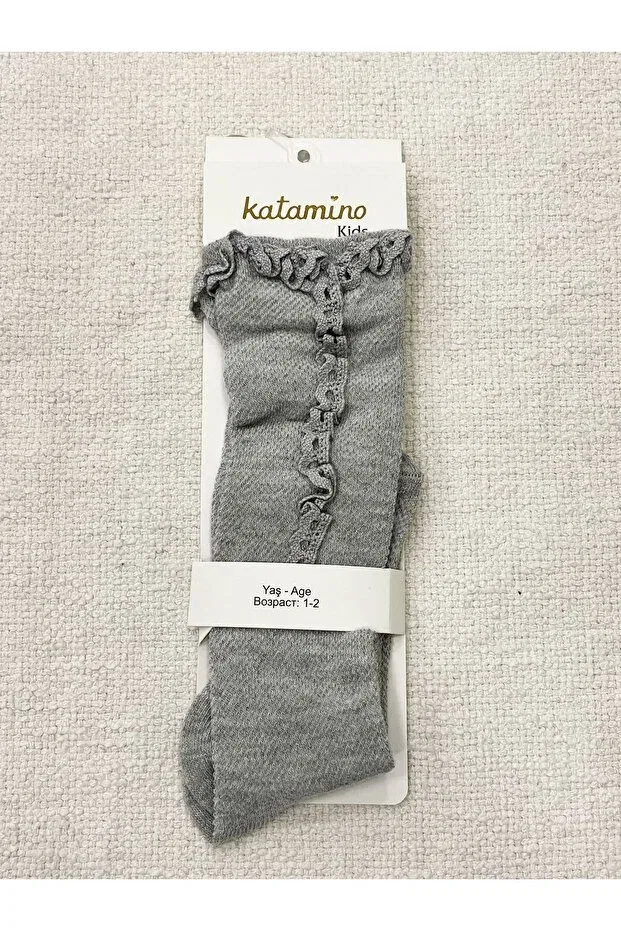 Детские носки для девочек с кружевной оборкой Katamino, Gray