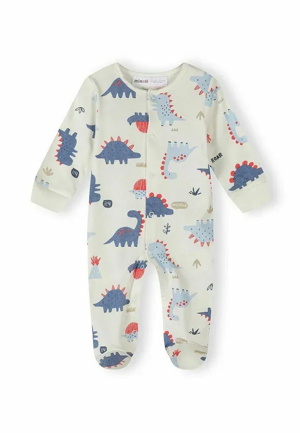 Комплект из 3 хлопковых пижам-слипов с динозаврами Minoti, light blue/white, белый/светло-голубой — фото 3