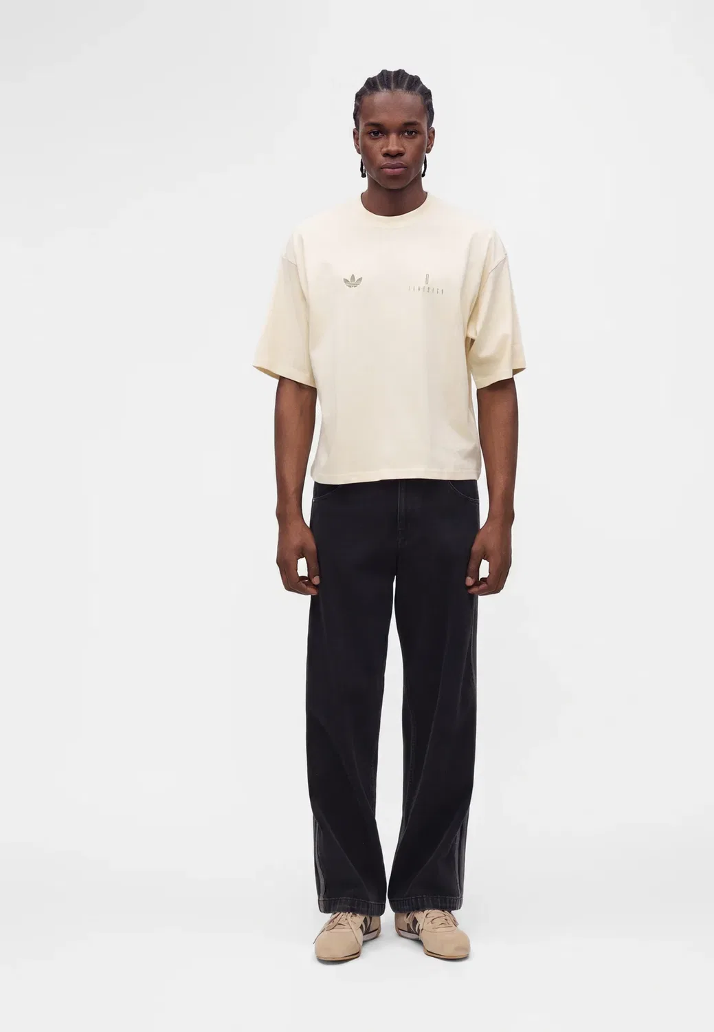 Футболка оверсайз с графическим принтом Iamisigo Adidas Originals, Warm Vanilla — фото 2