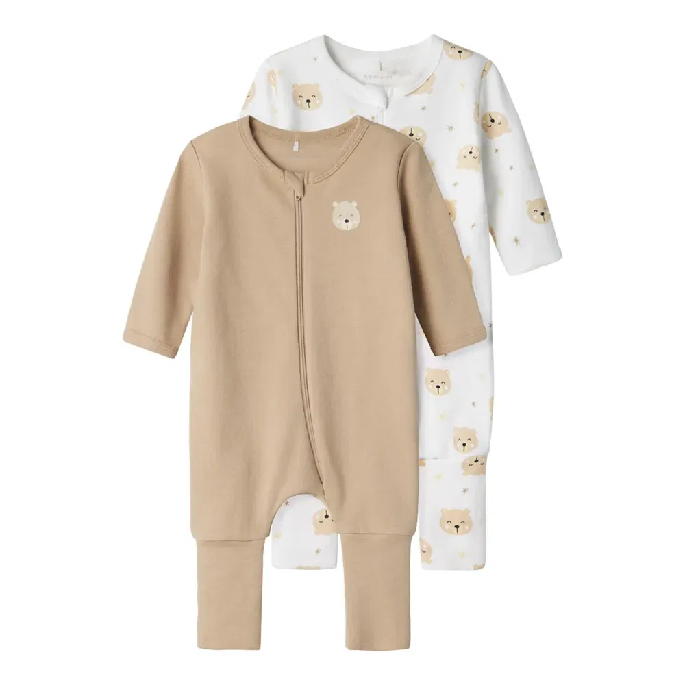 Комплект боди с длинным рукавом Oxford Bear 2 шт Name It, бежевый