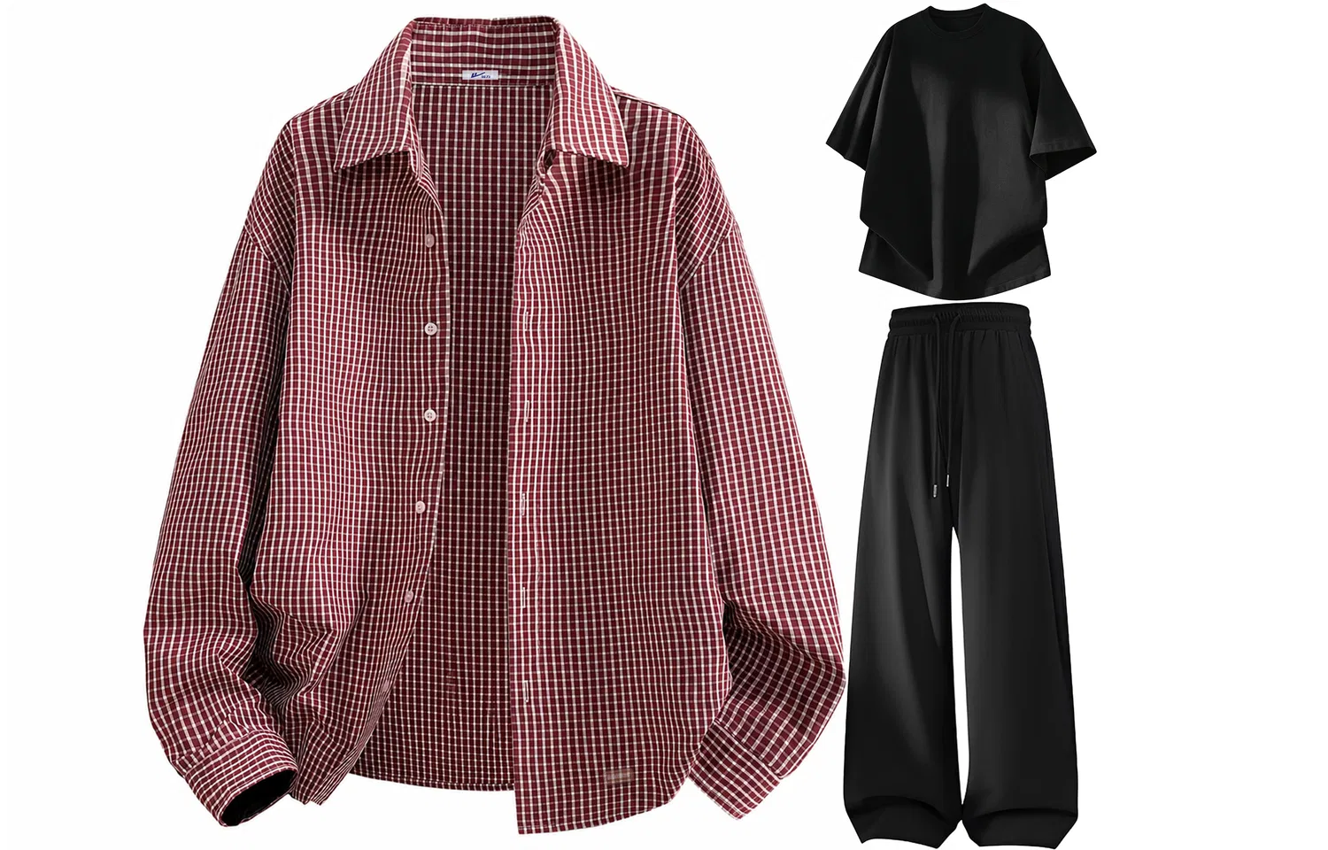 Детский комплект с рубашкой, принтом в клетку, с футболкой и брюками, Shirt Matching Sets Unisex Lapel Moderate, WARRIOR