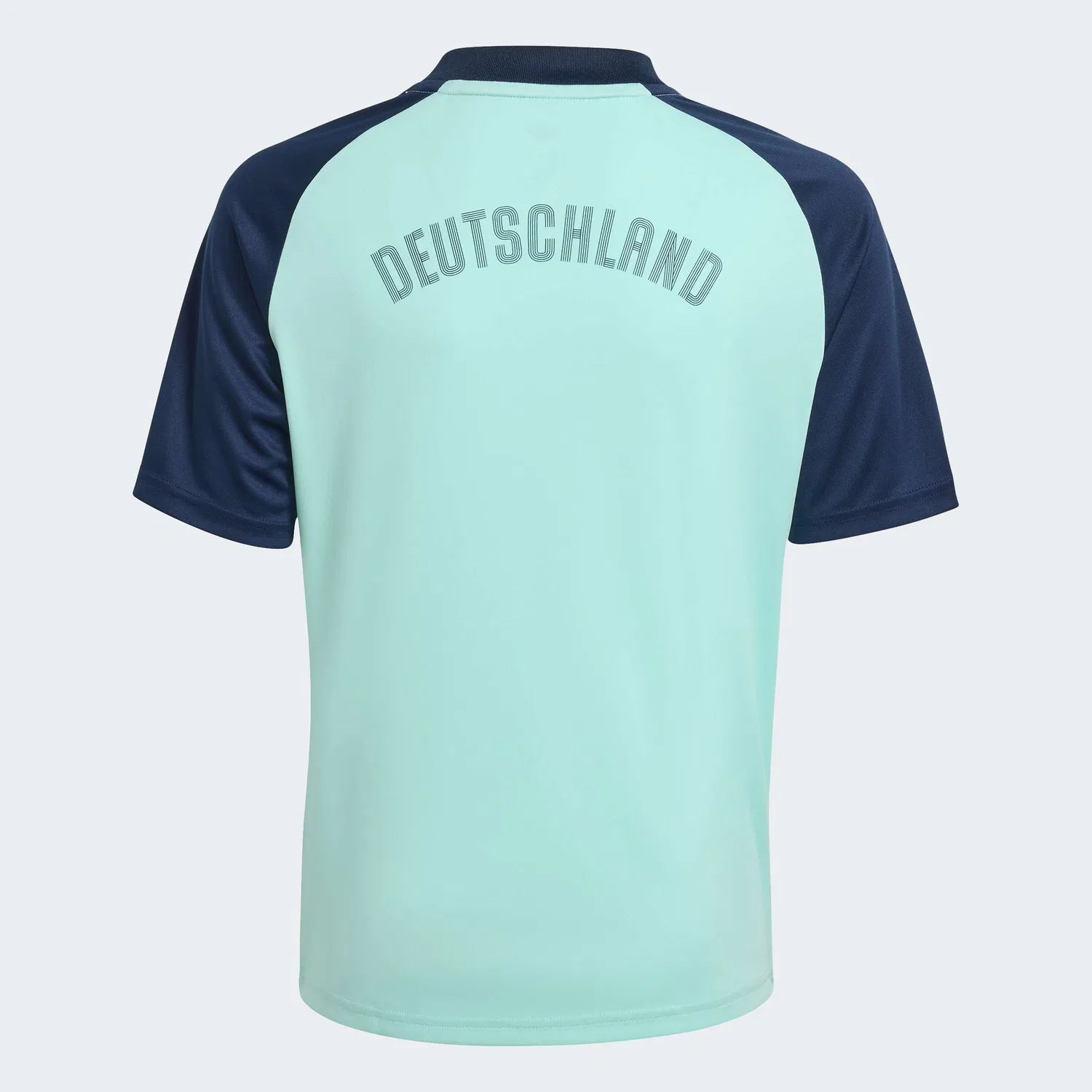 Детская предматчевая футболка Adidas Performance Shirt Germany 26 Away Pre Match Kids в темно-синем и бирюзовом цветах — фото 2