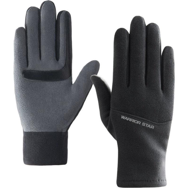 

Спортивные перчатки из полиэстера Unisex WARRIOR, черный[fleece-lined thermal sensitive touchscreen]