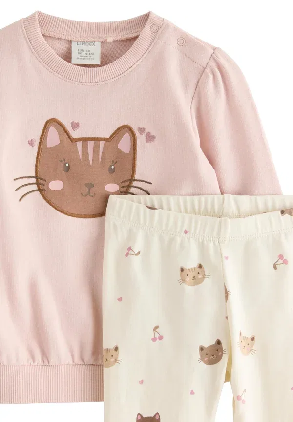 Комплект: кошка - леггинсы - брюки Lindex, розовый — фото 3