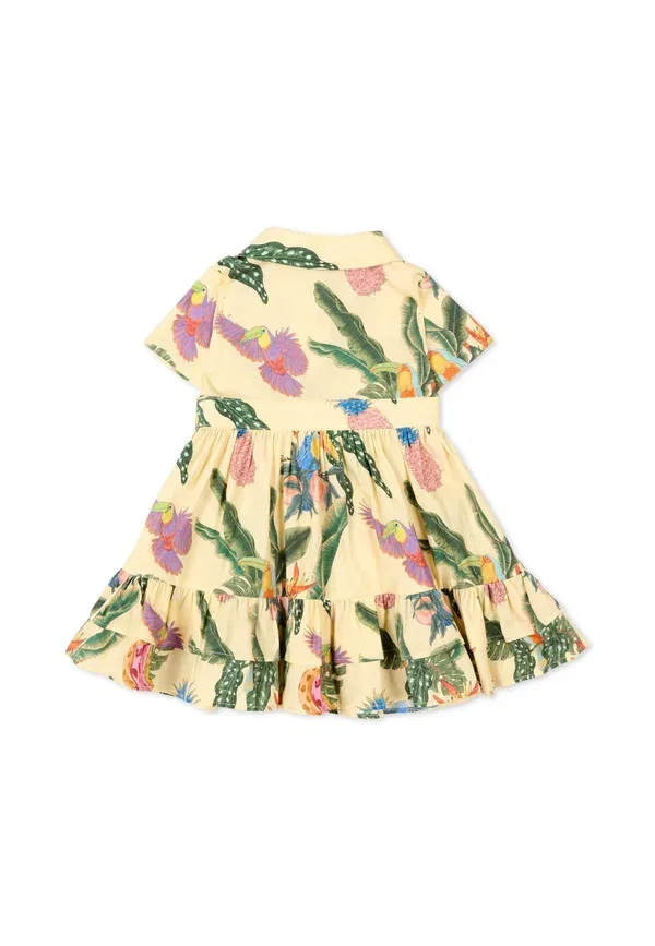 Платье-рубашка с цветочным принтом Vestito Roberto Cavalli Junior, yellow, желтый — фото 2