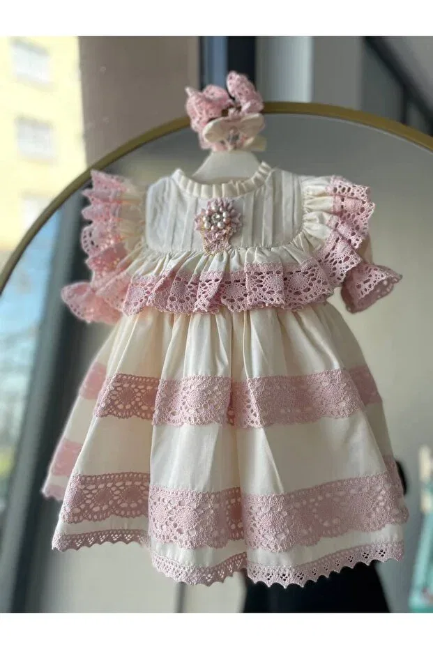 Детское платье для девочек кружевное Sare Çocuk Giyim, Beige