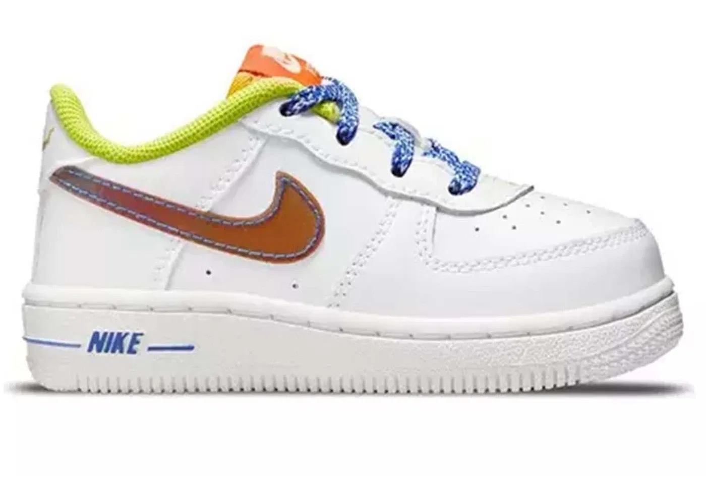 Детские кроссовки с принтом Nike Air Force 1 Low LV8 Nike, White/Medium Blue/Magma Orange/Multi-Color
