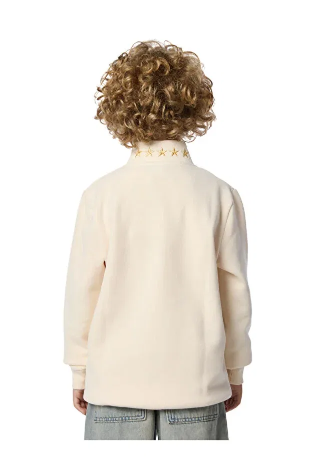 Детские свитшот с длинным рукавом Galatasaray 5 star half zip kids sweat Gsstore, Ecru — фото 2