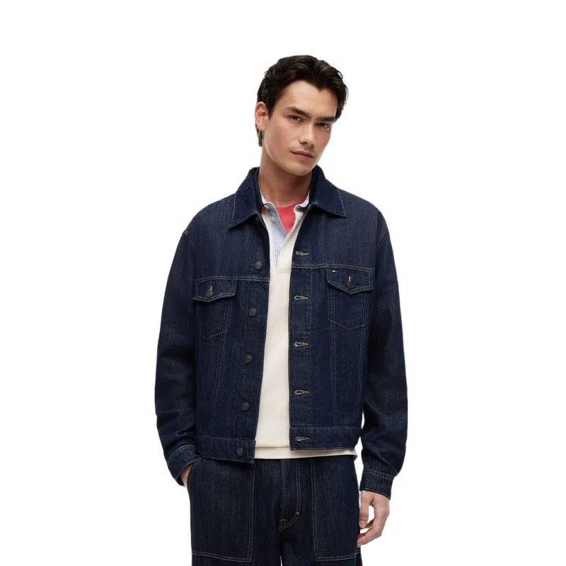 Мужская джинсовая куртка на пуговицах Tommy Hilfiger, Dark Denim Blue 1BK