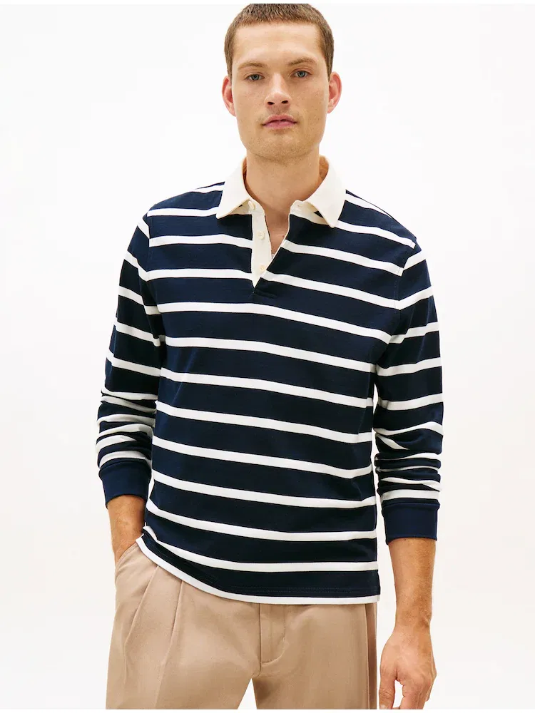 Футболка с длинным рукавом поло, полосатая, Essential Stripe Rugby TOMMY HILFIGER, Navy