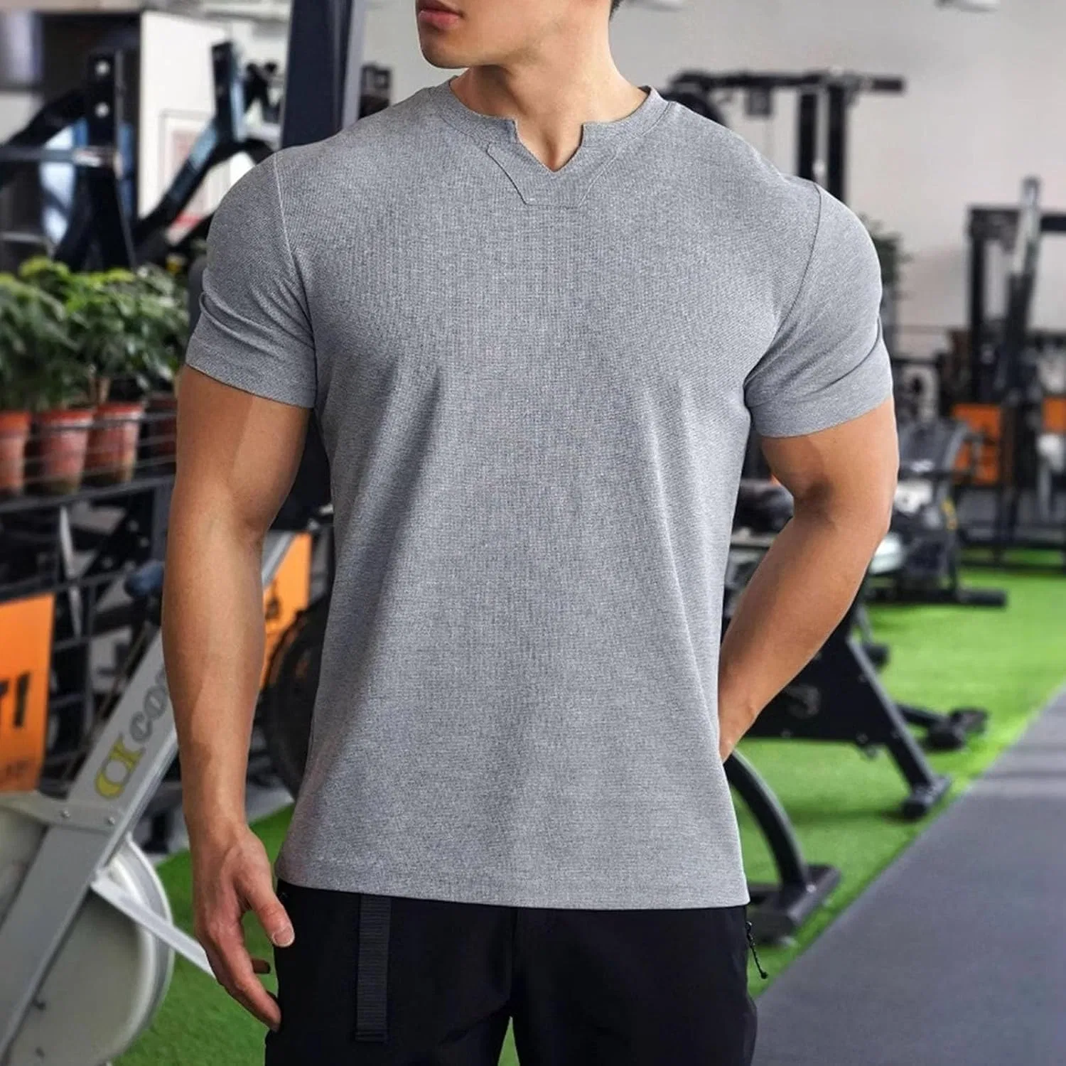 Мужская легкая футболка с коротким рукавом Slim Fit, Gray — фото 2