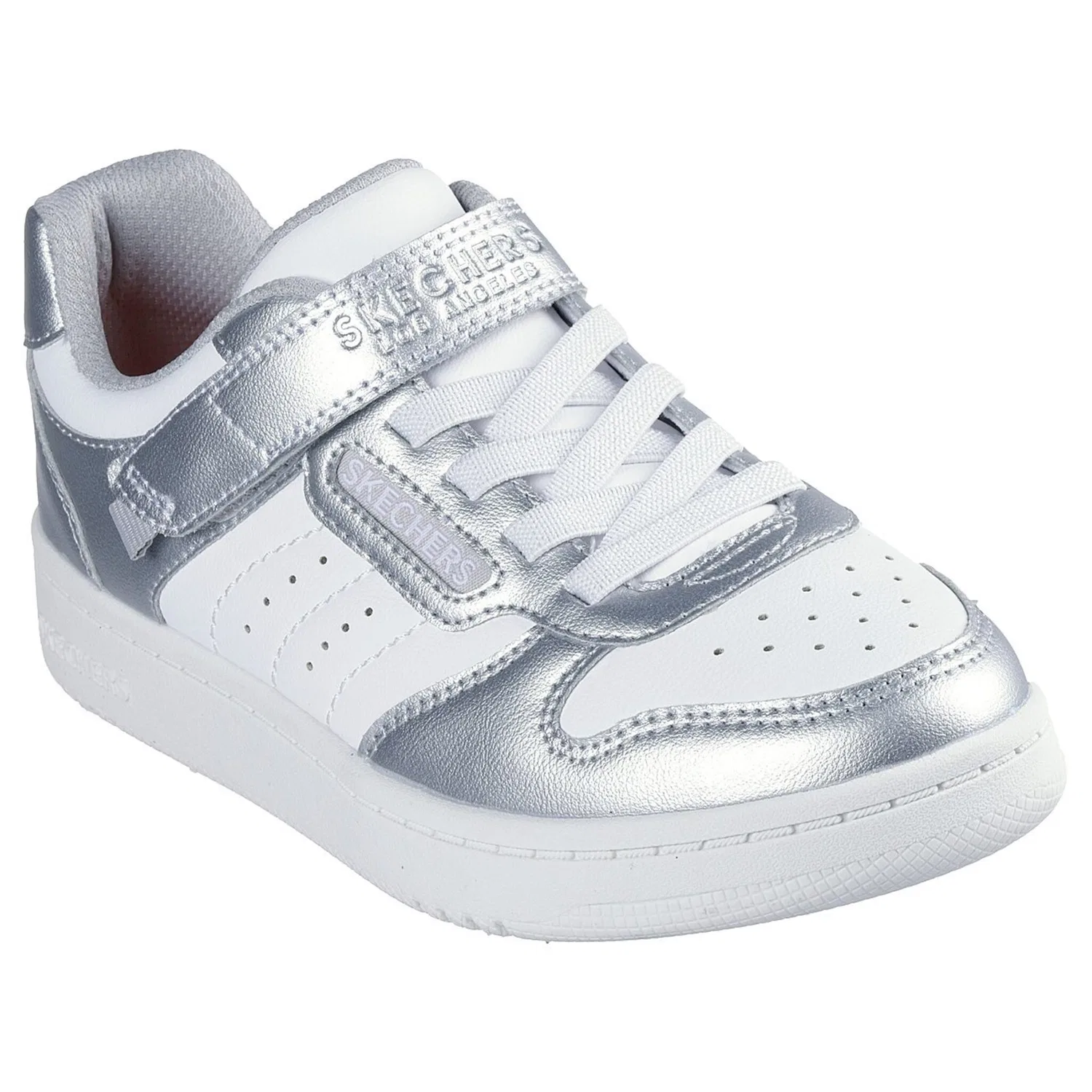 Детские ретро-кроссовки Quick Street Skechers, White-Silver