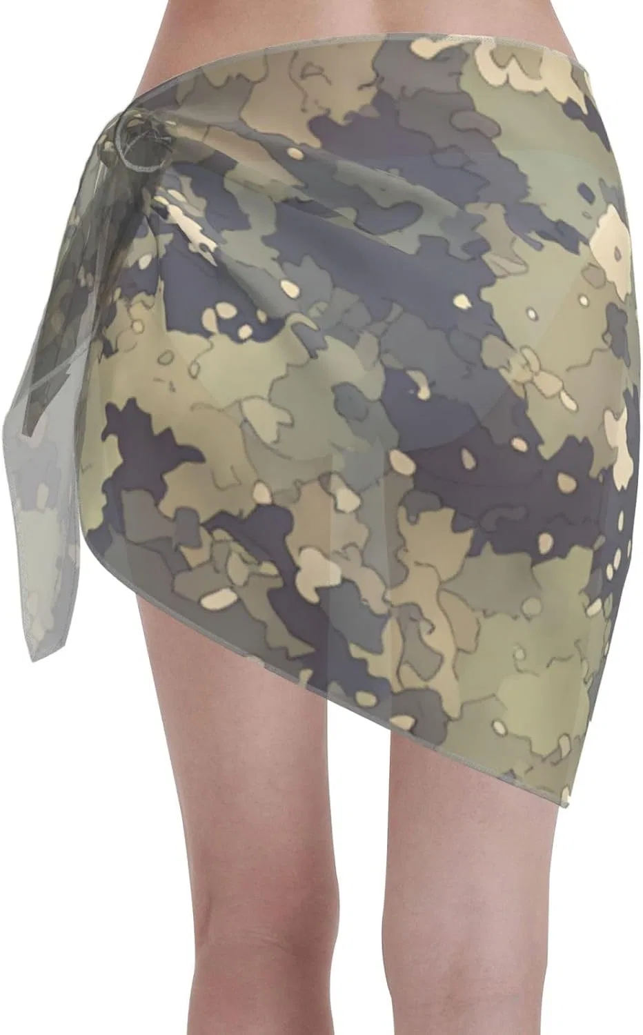 Женская пляжная накидка с принтом кактуса, Green Black Camouflage — фото 2