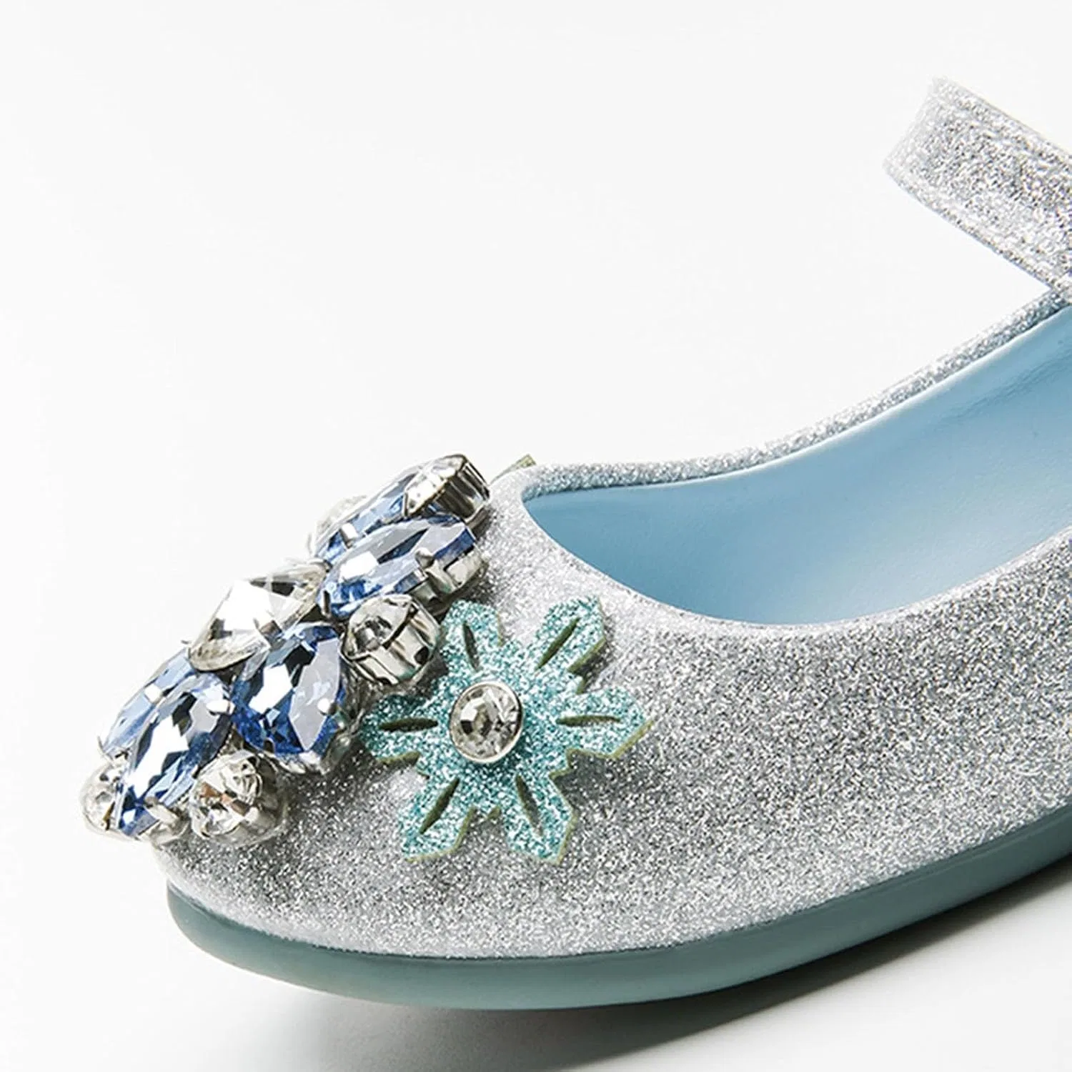 Детские туфли для девочек с кристаллами Princess Shoes, Silver — фото 4