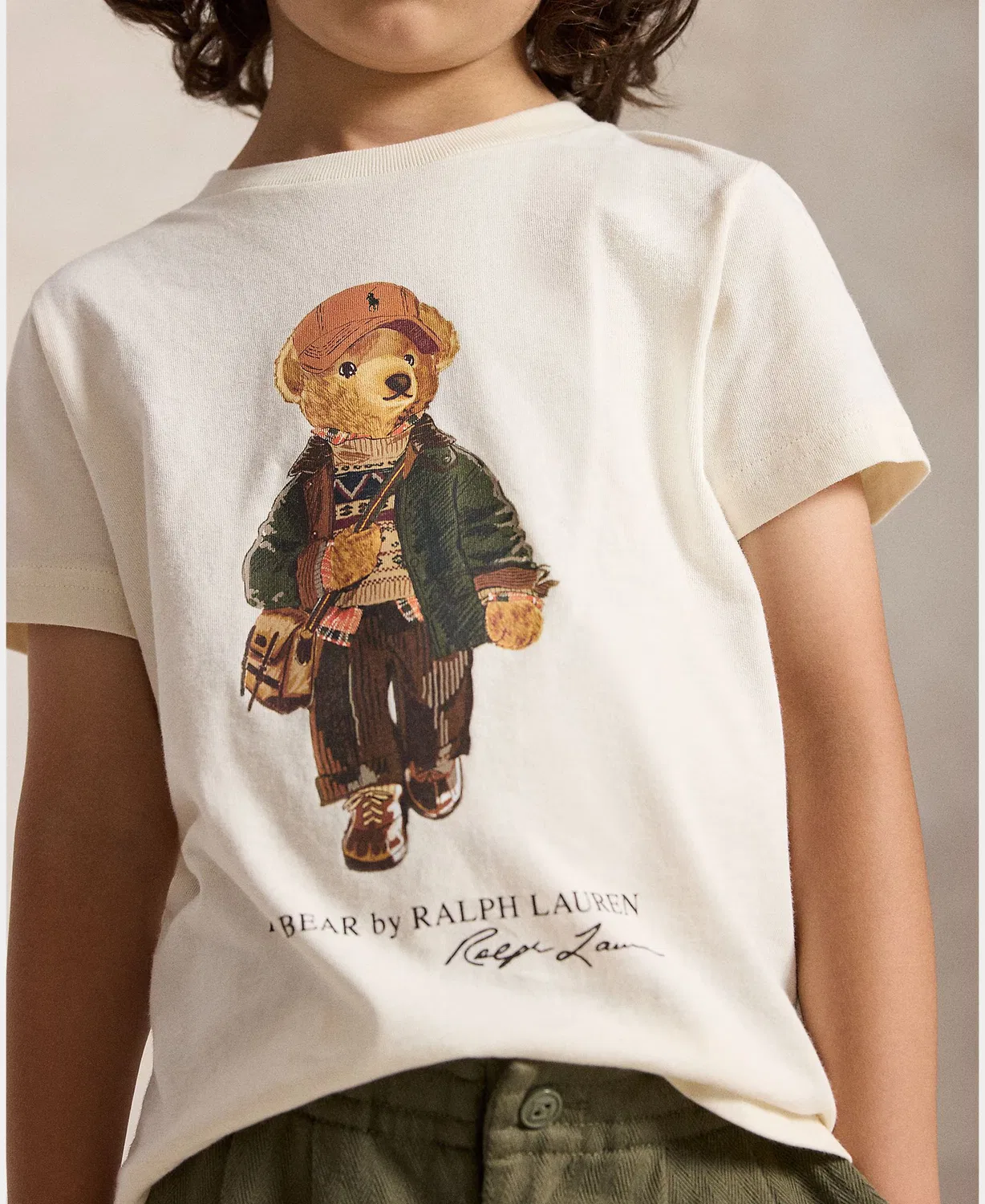 Футболка из хлопка, Unisex Polo Bear, Polo Ralph Lauren, кремовый — фото 3